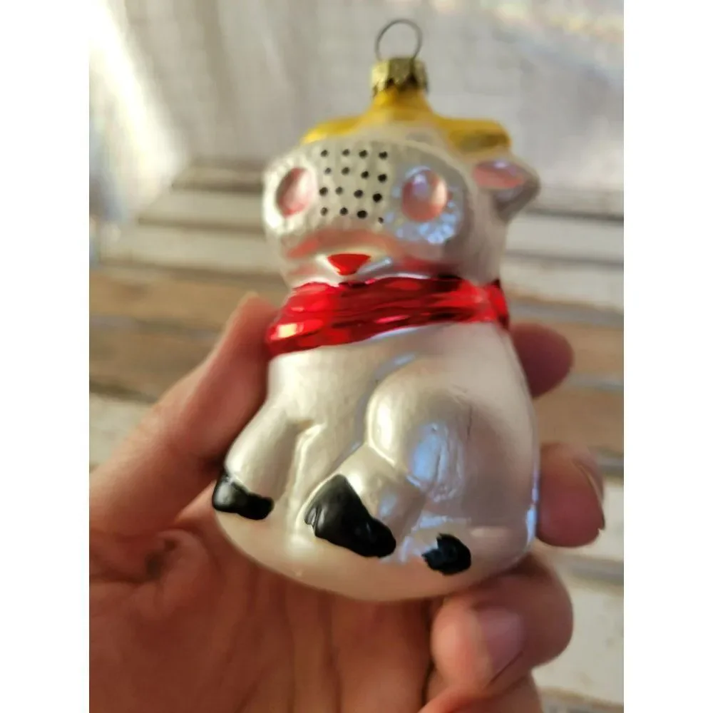 Vintage cow‎ Germany bull ornament glass Xmas tree